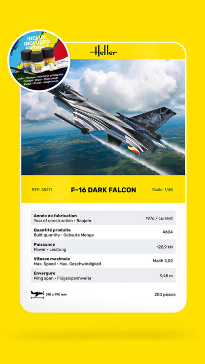 Heller 1/48 STARTER KIT F-16 Dark Falcon - Imagen 3