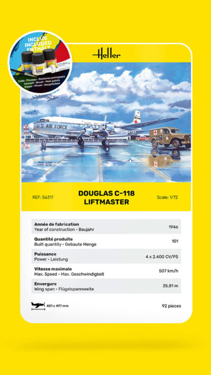 Heller 1/72 STARTER KIT C-118 LIFTMASTER - Imagen 5