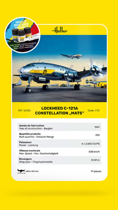 Heller 1/72 STARTER KIT C-121A Constellation "MATS" - Imagen 5